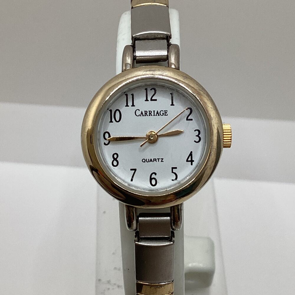 Carriage By Timex Womens Two Toned Stretch Band Quartz Watch New Battery